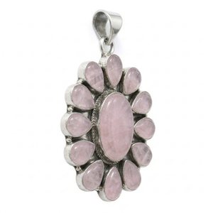 Pendentif en Quartz Rose Naturel en Gros, Argent Sterling 925, Bijou Tendance en Pierre Précieuse en Forme de Goutte Florale, Cadeau Commémoratif pour Femme - Product Image 2