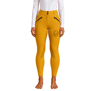 Leggings d'équitation jaune moutarde pour femmes, taille haute, collants d'entraînement équestre, pantalons d'équitation extensibles, vêtements de sport confortables - Product Image 1
