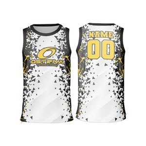 Maillot de basket-ball personnalisé avec nom d'équipe, sans manches, sublimation, pour unisexe, été - Product Image 1