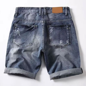 Shorts en jean droits pour homme avec logo personnalisé brodé, séchage rapide, respirant, doux, pour l'été, qualité supérieure, streetwear décontracté - Product Image 4