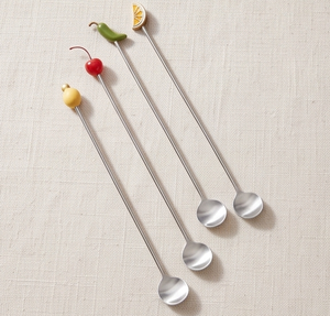 Agitateurs à cocktails en acier inoxydable de qualité supérieure avec poignée en forme de fruit, outils de bar réutilisables pour mélanger les boissons, style moderne - Product Image 1
