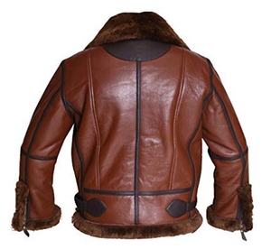 Aviator Leather Bomber <b>Jacket</b> with Fur Trim Casual Stand Collar Washed Finish Zipper Front OEM Service-Winter - Product Image 6