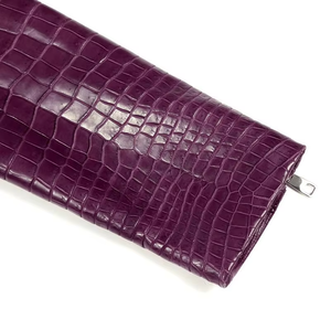 Veste en cuir PU gaufré croco violet pour homme, style motard, col rabattu, fermeture éclair sur le devant, coupe-vent, pour l'automne - Product Image 4