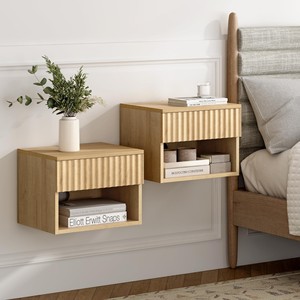 Acacia Wood Rectangle Floating Side <b>Table</b> | <b>Minimalist</b> Wall-Mounted Nightstand 100% Handmade Lightweight Eco-friendly Durable - Product Image 1