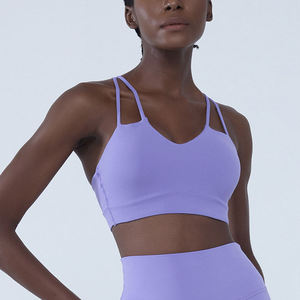 Soutien-gorge de sport rembourré à maintien élevé pour femme, extensible, doux, compressif avec doublure en Spandex, respirant, léger, grandes tailles - Product Image 3