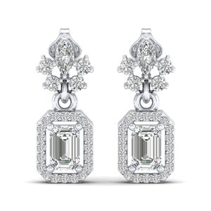 REYES Original Design 14K Solid Gold 1.85 Carat Lab Grown Diamond Screw <b>Back</b> <b>Drop</b> Earrings For Women Handmade Fine Jewelry - Product Image 2