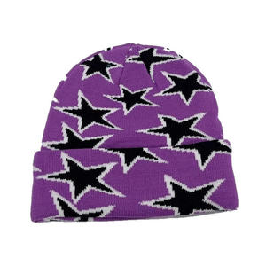Bonnet en tricot jacquard intarsia avec logo personnalisé – Bonnet d'hiver tissé avec impression intégrale - Product Image 5