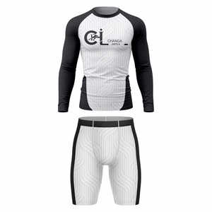 Ensemble de chemise et short de compression à manches longues pour homme Changa Impex, imprimé géométrique, tissu respirant Coolmax, vêtements décontractés pour toutes les saisons - Product Image 1