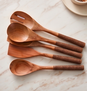 Hand Polished Wooden Flatware Set 5-Piece Bohemian Design Matte Finish Flatware For <b>Camping</b> Use Events And Hotel Use - Product Image 3