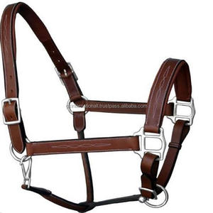 Custom Made <b>Top</b> Quality Fancy Stitched Soft Padded <b>Leather</b> Horse <b>Halter</b> at Direct Factory Wholesale Price Made in India - Product Image 4