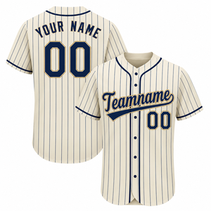 Camiseta de béisbol personalizada con rayas cremosas, uniforme de equipo sublimado profesional con nombre y número personalizados, ropa deportiva atlética para hombres - Product Image 1
