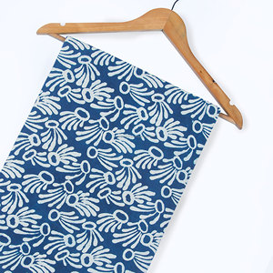 100% algodón orgánico ecológico 120gsm peinado mano bloque estampado Indigo Color tejido técnica vestido cortinas camisas trajes cubiertas - Product Image 3
