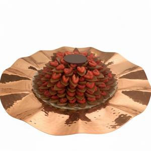 Plateau de service rond en cuivre pour desserts, bonbons, chocolats et en-cas, idéal pour les fêtes et les mariages - Product Image 1