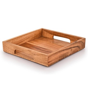 Plateau rectangulaire en bois, fait main, bois poli, décoration de table moderne - Product Image 6