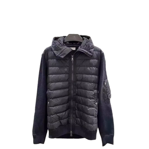 Men’s Padded Knit Jacket Hybrid Zip Up Hooded <b>Cardigan</b> Down Filled Front Panel Lightweight Winter Outerwear - Product Image 1