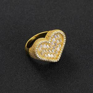 High Quality Heart Shape <b>Cocktail</b> <b>Ring</b> 24K <b>Gold</b> Plated Cubic Zirconia Pave Setting Women's Glam Fashion Jewelry Gift From India - Product Image 5