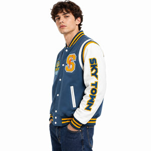 Blouson universitaire en laine premium avec manches personnalisées, style Letterman, qualité lourde, streetwear, col rabattu uni, ODM - Product Image 4