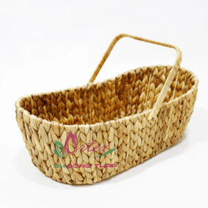 Woven Picnic <b>Basket</b> Natural Water Hyacinth With Handles - Product Image 5