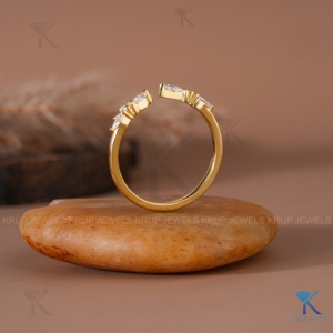 Anillo Abierto de Oro Macizo con Diamante Cultivado en Laboratorio, Diseño Floral Clásico Vintage, Joyería Fina Hecha a Medida para Mujer, Regalo de Aniversario o Fiesta - Product Image 5