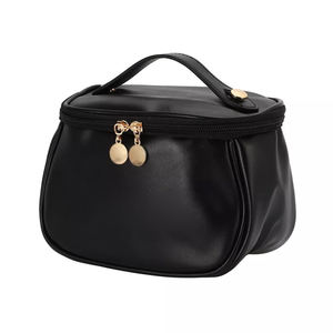 Large Capacity Travel Cosmetic Bag for Women Custom Logo Leather Makeup Bag with Zipper Closure Small Cosmetics Storage - Product Image 1