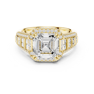 ออกแบบแยกก้าน14K แหวนทองแข็งสีเหลืองกับ Asscher ตัดห้องปฏิบัติการตัด GRA ได้รับการรับรองงานแต่งงานและแหวนหมั้น - Product Image 1