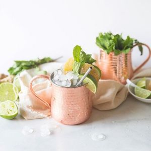 Hammered copper drink mug <b>set</b> reusable handmade <b>beverage</b> cups premium cocktail <b>serving</b> mugs artisan copperware - Product Image 3