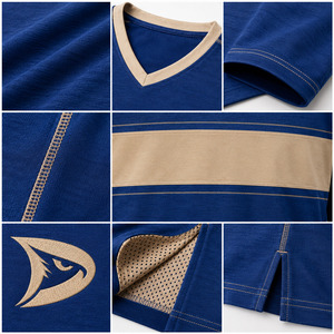 เสื้อเจอร์ซีย์คอร์นโฮลแบบซับลิเมชั่นสีน้ำเงินโคบอลต์สำหรับผู้ชาย รุ่นวินเทจ ประสิทธิภาพสูง ปักโลโก้ ชุดทีม OEM - Product Image 6