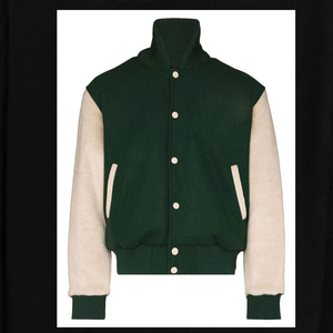 Blouson d'hiver personnalisé avec logo pour homme, style universitaire, en cuir et toile, col montant, manches longues, mélange de laine, tendance - Product Image 3