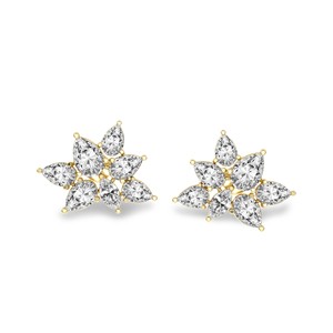Hermosos pendientes de oro macizo de 18k con corte de pera, diseño de flor Cosmos, con diamantes de laboratorio, certificados por IGI, para mujer. - Product Image 3