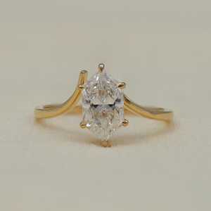 Dutch marquise Cut Diamond Dual Band Ring Set Lab Grown 2.00CT With 18K Yellow Gold Fine Proposal <b>Gift</b> <b>Her</b> <b>For</b> Wedding Occasion - Product Image 2
