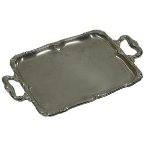 Bandeja de Servicio Ovalada de Aluminio con Acabado Plateado, Bandeja para Servir Té y Café para el Hogar, Hoteles y Restaurantes - Product Image 3