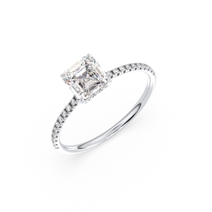 Bague REYES avec halo caché en diamant cultivé en laboratoire, or massif 14 carats, diamants HPHT CVD, bijoux fins pour fiançailles et demande en mariage - Product Image 1