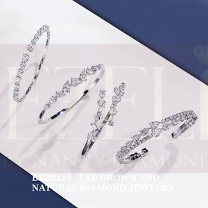 Brazalete Abierto de Oro 14K con Diamantes Cultivados en Laboratorio, Corte Pera, Redondo y Esmeralda, para Mujer, Venta al por Mayor, Ideal para Regalo y Fiesta - Product Image 4