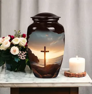Urna Funeraria de Cremación con Cruz de Jesús, para Recuerdo, Personalizable, para Cenizas Humanas - Product Image 3