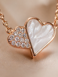 Heart Pendant Necklace Rose Gold Plated Zircon Inlay Pave Setting Women's Romantic <b>Rope</b> <b>Chain</b> Everyday Wear Brass Jewelry - Product Image 5