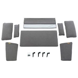 Divano Moderno a Due Posti in Tessuto Grigio con Braccioli Imbottiti per Arredamento Casa e Ufficio, Eleganti Divani per Soggiorno - Product Image 4