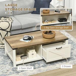 Tavolino da Caffè Pieghevole Moderno in MDF Marrone e Bianco, Mobile e con Spazio di Archiviazione per Soggiorno e Ufficio Domestico - Product Image 5