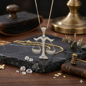 Elegant Trendy Luxury 10K <b>Solid</b> <b>Gold</b> Moissanite Diamond Iced Custom Balance Scale Unique Hip Hop Fine <b>Pendant</b> Necklace for Men - Product Image 6