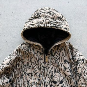 Men Distressed Hoodie Oversized Streetwear Fleece Pullover Vintage Graphic Heavyweight Loose Fit Urban Hooded Sweatshirt - Product Image 2
