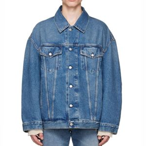 Blouson en jean décontracté pour homme 100% coton, simple boutonnage, logo personnalisé, broderie, style streetwear automne, type trucker - Product Image 6