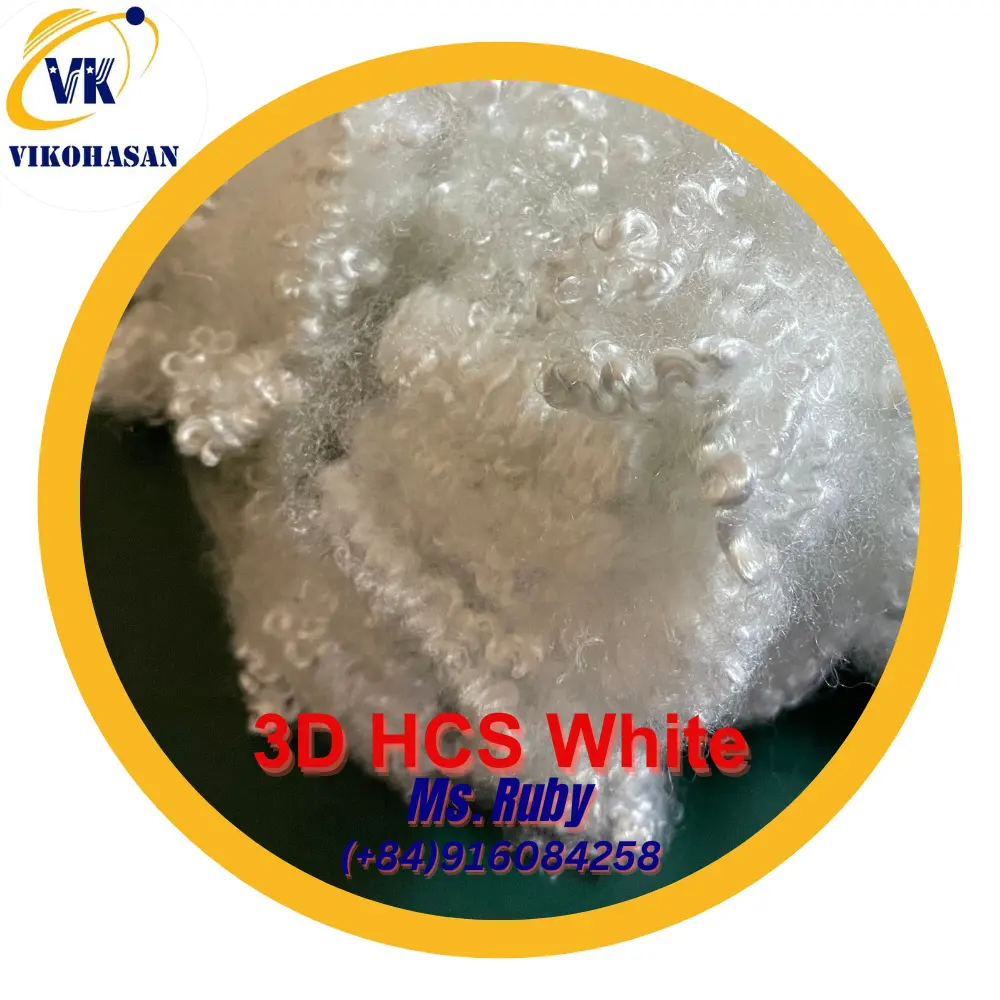 Fibra de poliéster GRS 3D HCS 100% fibra de poliéster de grau A Vikohasan Fabricante para encher brinquedos de tecido não tecido giratório