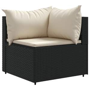 Set salotto Patio in 6 pezzi in Poly Rattan nero con cuscini mobili da giardino - Product Image 4