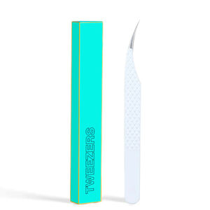 Pince à épiler professionnelle pour extensions de cils, en acier inoxydable, à pointe incurvée, anti-rouille, manche violet, précision, pour cils - Product Image 4