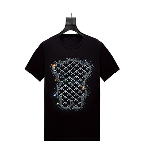 High Quality 100% Cotton Casual Solid Women's Rhinestone T-Shirts OEM Custom Printed O-Neck for Ladies Women's Rhinestone - Product Image 5