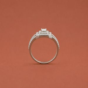 <b>Emerald</b> Cluster Halo Engagement <b>Ring</b> In S925 <b>Silver</b> - Product Image 3