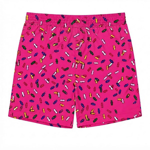 Ekin Impex <b>Men's</b> Pink Solid Front Logo Board Shorts Quick Dry Drawstring Casual Swim <b>Trunks</b> - Product Image 2