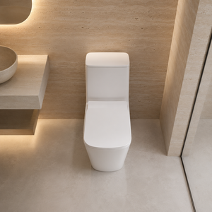 WC monobloc à double chasse, fonctionnement automatique, écologique, à sortie verticale, design contemporain pour salle de bain - Product Image 4