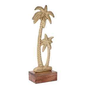 Escultura de Palmera de Aluminio Hecha a Mano, Figura de 40.75 cm, Decoración Costera, Adorno de Mesa para Sala de Estar - Product Image 1