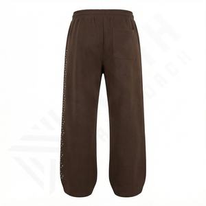Pantalon de survêtement ample en coton pour homme, léger, délavé au soleil, effet délavé à l'acide, vintage, avec strass, pantalon de survêtement de travail, automne - Product Image 3