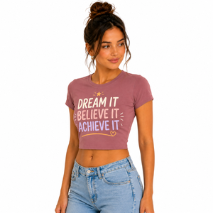Solid Soft Summer Women's <b>Crop</b> <b>Top</b> Short Sleeve Graphic Baby Tee Comfort Stretch Slim Fit Custom Teamwear Corporate Uniform - Product Image 3
